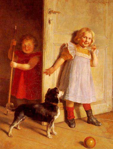 Painting Code#11917-Wiesenthal, Franz(Austria): The Children&#039;s Game