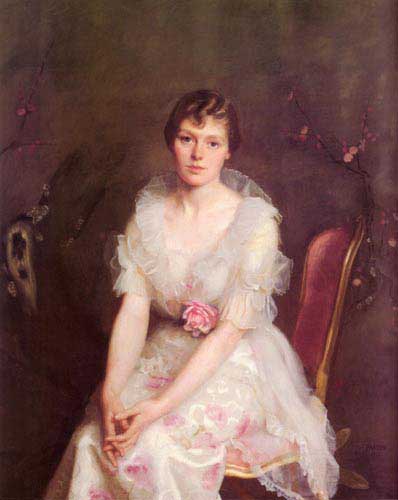 Painting Code#11919-Paxton, William McGregor(USA): Portrait of Louise Converse