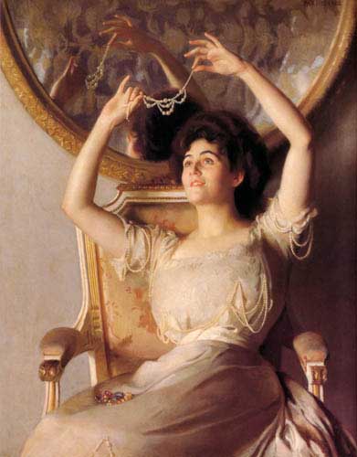 Painting Code#11925-Paxton, William McGregor(USA): The String of Pearls