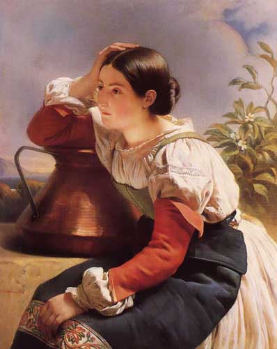 Painting Code#11928-Winterhalter, Franz Xavier: Young Italian Girl by the Well 