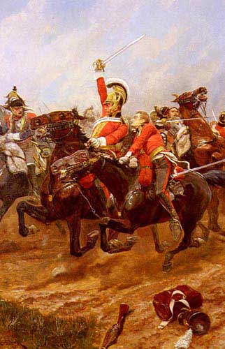Painting Code#11932-Woodville, Richard Caton(USA): Life-Guards Charging At The Battle Of Waterloo