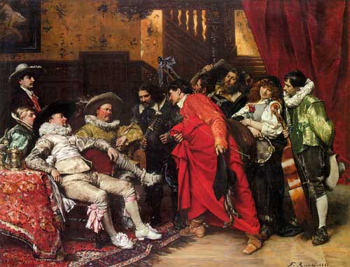Painting Code#11958-Roybet, Ferdinand(France): The Troubadours
