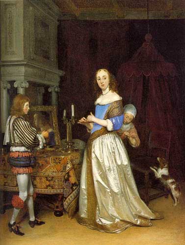 Painting Code#11984-Borch, Gerard Ter(Holland): A Lady at Her Toilet