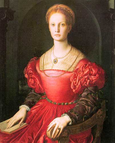 Painting Code#11987-Bronzino, Agnolo(Italy): Portrait of Lucrezia 
Panciatichi 