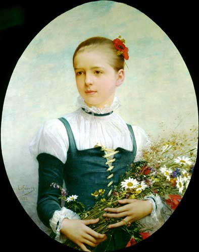 Painting Code#11989-Lefebvre, Jules Joseph(France): Portrait of Edna Barger of Connecticut
