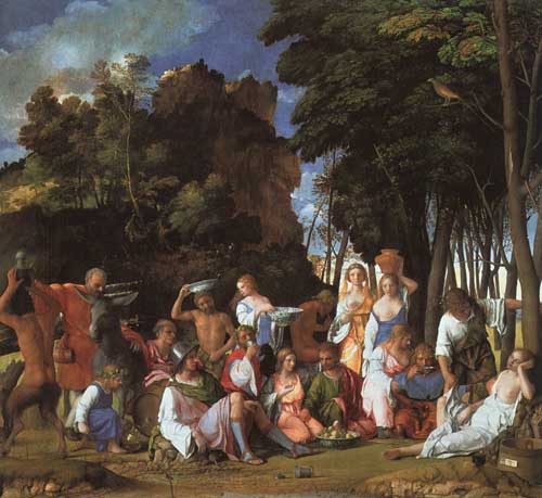 Painting Code#12003-Giovanni Bellini(Italy): Feast of the Gods