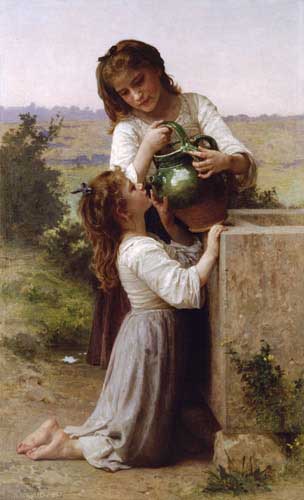 Painting Code#12021-Bouguereau, William(France): At the Fountain