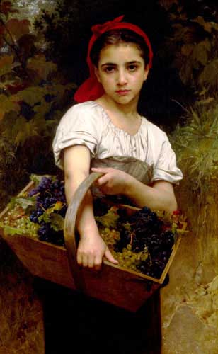Painting Code#12031-Bouguereau, William(France): The Grape Picker