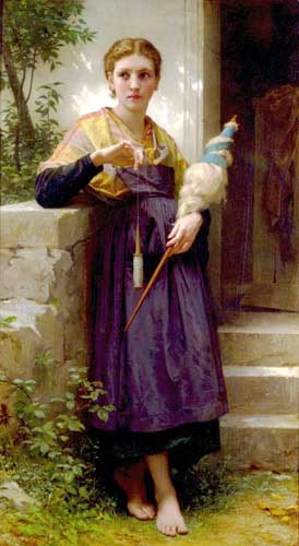Painting Code#12037-Bouguereau, William(France): The Spinner