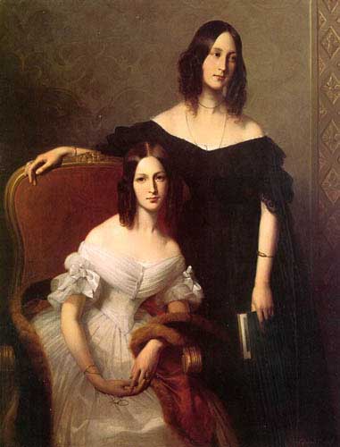 Painting Code#12050-Dubufe, Louis-Edouard: Portrait of Two Sisters