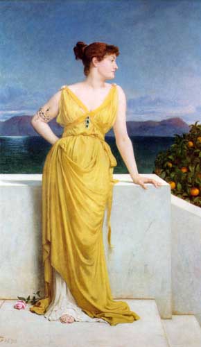 Painting Code#12051-Goodall, Frederick(England): Mrs. Charles Kettlewell in Neo-classical Dress