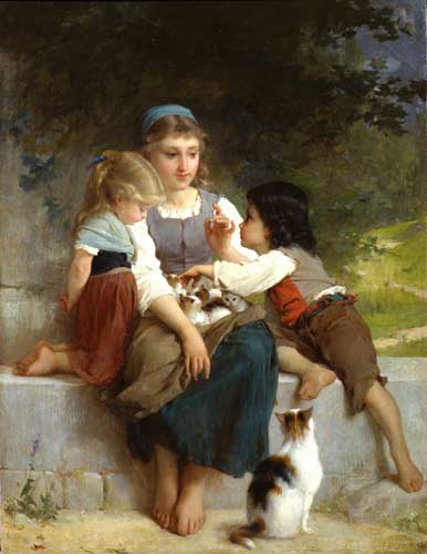 Painting Code#12055-Munier, Emile(France): The New Pets
