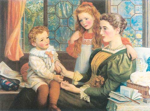 Painting Code#12092-Hughes, Arthur(England): Mrs. Norman Hill and Children