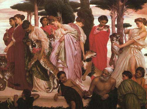Painting Code#12117-Leighton, Lord Frederick(England): The Syracusan Bride leading Wild Animals in Procession to the Temple of Diana           
