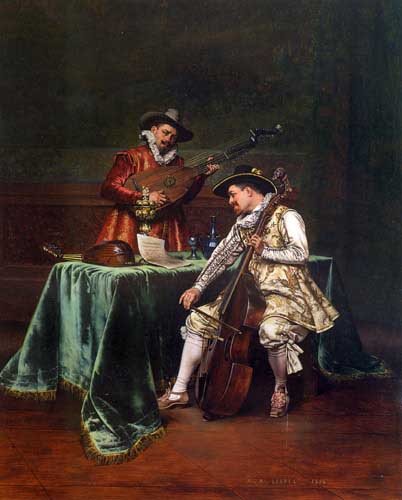 Painting Code#12139-Lesrel, Adolphe Alexandre(France): The Musicians