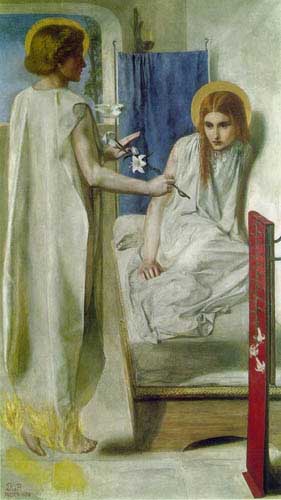 Painting Code#12156-Rossetti, Dante Gabriel(England): The Annunciation