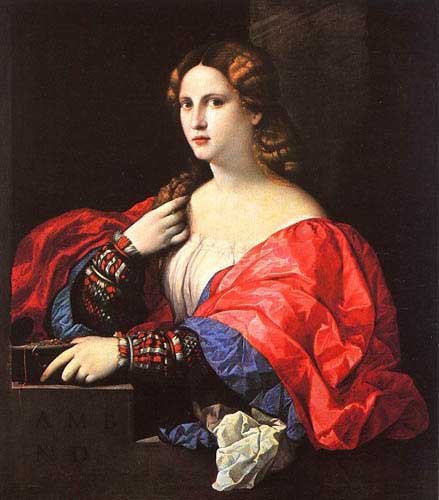 Painting Code#12165-Vecchio, Palma (Jacopo Negretti, Italian): Portrait of a Woman (La Bella)