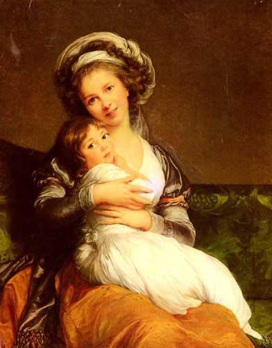 Painting Code#12180-Vigee-Le Brun, Elisabeth Louise(France): Mrs Vigee-Lebrun and her daughter, Jeanne-Lucie-Louise 