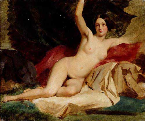 Painting Code#12237-Etty, William(UK): Female Nude in a Landscape