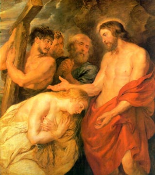 Painting Code#1225-Rubens, Peter Paul: Christ and Mary Magdalene