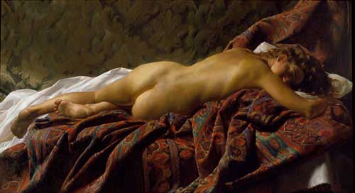Painting Code#12259-Collins, Jacob(USA): Reclining Nude