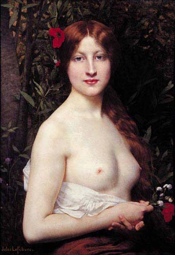Painting Code#12267-Lefebvre, Jules Joseph(France): Half-Length Demi-Nude