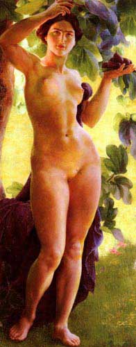Painting Code#12281-Moulin, Charles Lucien(France): Bather with Figs