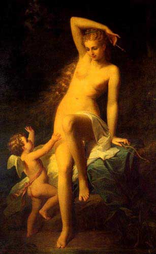 Painting Code#12289-Pommayrac, Pierre Paul Emmenuel de(France): A Nymph Disarming Cupid