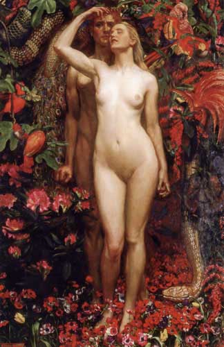 Painting Code#12304-Shaw, John Byam Liston(England): The Woman, the Man and the Serpent