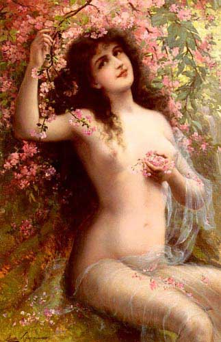 Painting Code#12306-Vernon, Emile(France): Among The Blossoms
