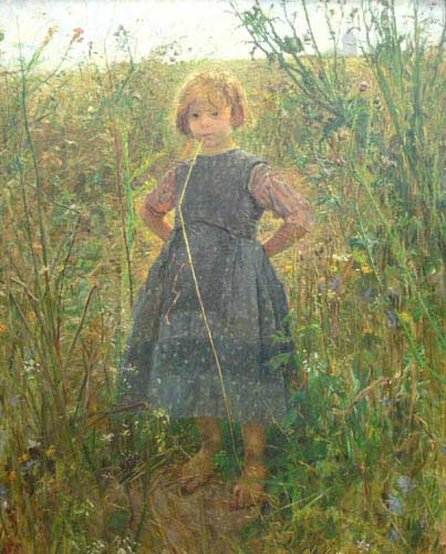 Painting Code#12356-Fritz von Uhde(1848-1911, German): Little Heathland Princess