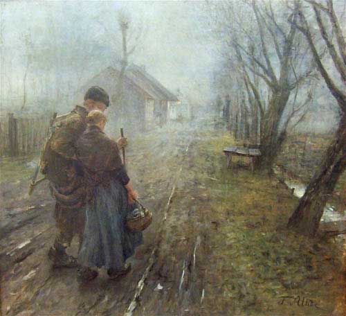 Painting Code#12358-Fritz von Uhde(1848-1911, German): Schwerer Gang