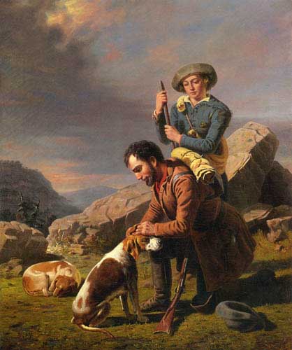 Painting Code#12398-William Tylee Ranney - The Wounded Hound