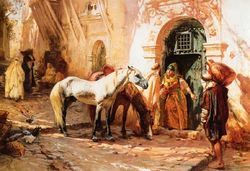 Painting Code#12403-Frederick Arthur Bridgeman - Scene in Morocco