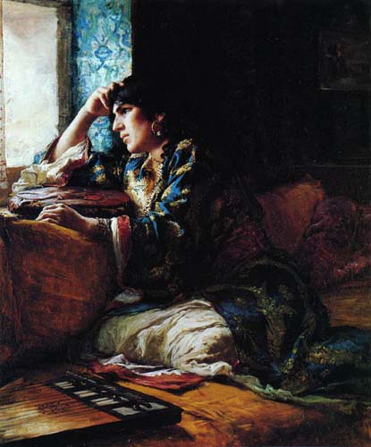 Painting Code#12406-Frederick Arthur Bridgeman - Aicha, a Woman of Morocco