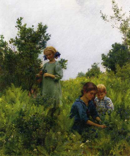 Painting Code#12417-Curran, Charles Courtney - Blueberries and Ferns