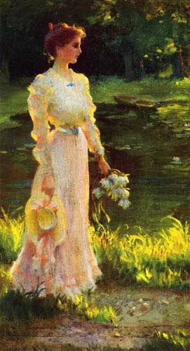 Painting Code#12418-Curran, Charles Courtney - By the Lily Pond