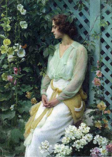 Painting Code#12421-Curran, Charles Courtney - Green Lattice