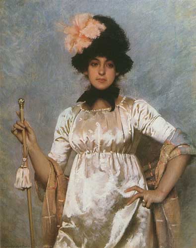 Painting Code#12449-Charles Sprague Pearce - Woman of the Directoire