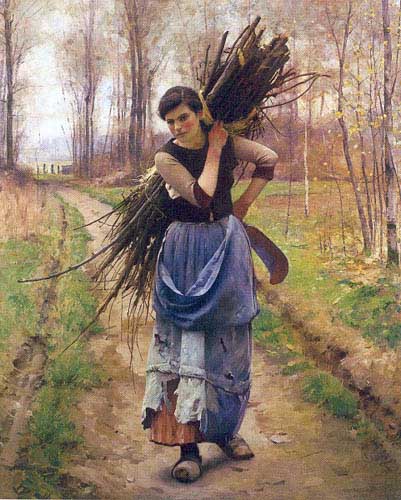 Painting Code#12451-Charles Sprague Pearce -The Woodcutter&#039;s Daughter