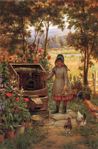 Painting Code#12463-Edward Lamson Henry - The Little Flower Girl