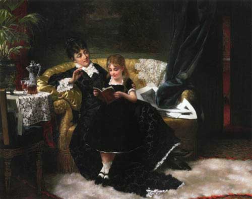 Painting Code#12481-Jan Frederik Pieter Portielje - The Reading Lesson