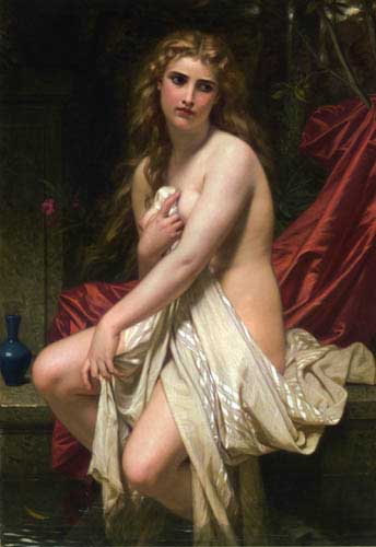 Painting Code#12484-Hugues Merle - Susannah at Her Bath