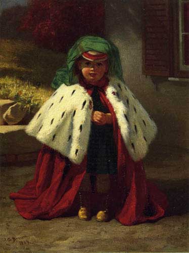 Painting Code#12497-Brown, John George - Little Girl with Ermine Coat