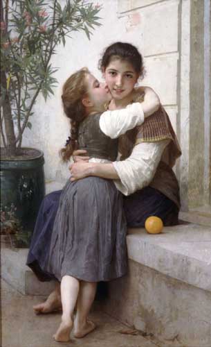Painting Code#12506-Bouguereau, William - A Little Coaxing