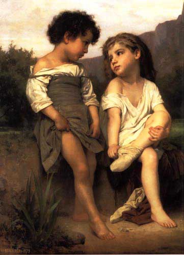 Painting Code#12510-Bouguereau, William - At the Edge of the Brook