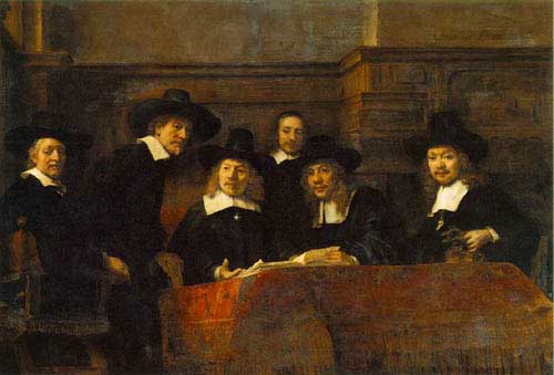 Painting Code#1252-Rembrandt van Rijn: The Syndics of the Clothmakers&#039; Guild 