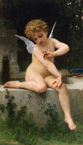 Painting Code#12523-Bouguereau, William - Cupid with Butterfly