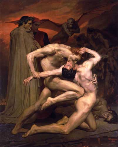 Painting Code#12527-Bouguereau, William - Dante And Virgil In Hell