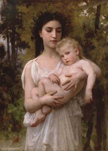Painting Code#12539-Bouguereau, William - Little brother